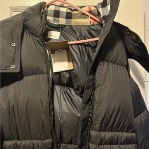 Brand New Burberry Long Puffer Jacket with removable hood